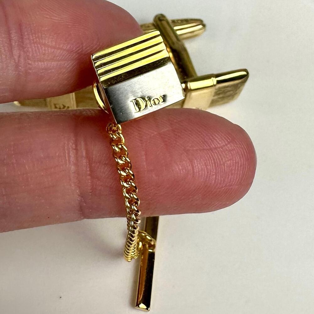 Christian Dior CUFFLINKS AND TIE PIN matching set Beautiful VERY NICE! Gift! - Picture 4 of 5